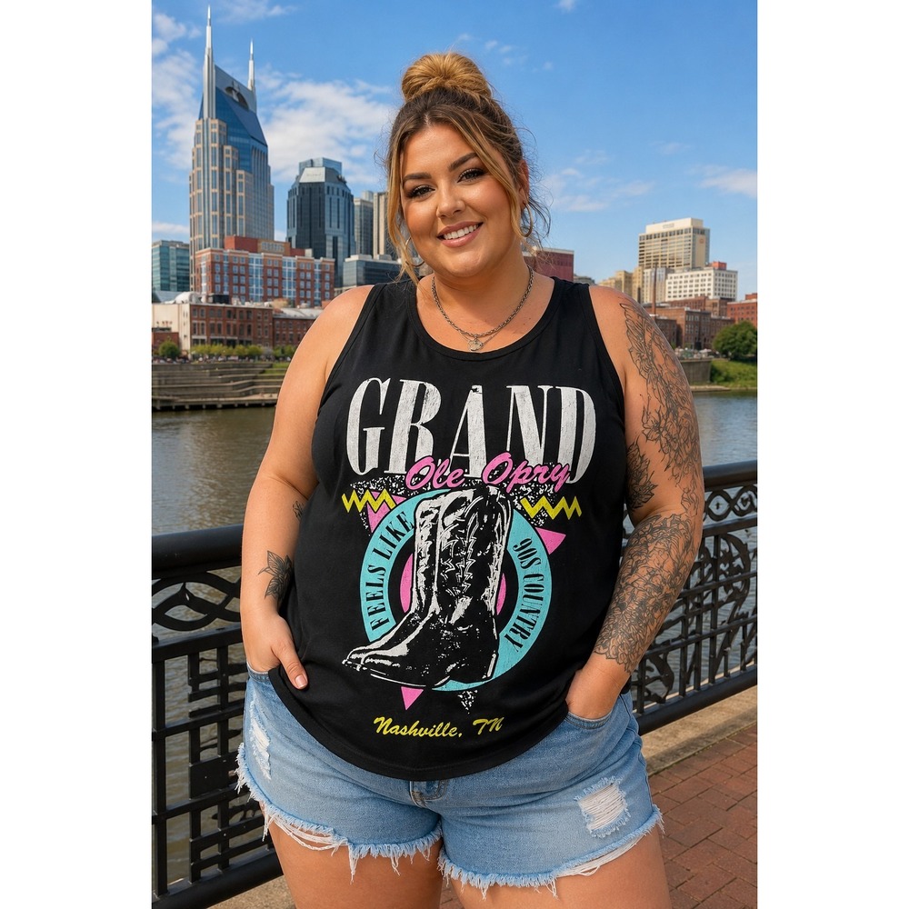 Grand Ole Opry 2XL Tank Top Nashville Retro Western Cowboy Boots Graphic